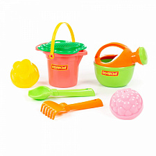 4955 НАБОР№155(ВЕДР.МАЛ.С НОСИК.СИТЕЧ.ЦВ.СОВОК№2.ГРАБЕЛЬК№2.2ФОРМОЧКИ,ЛЕЙКА МАЛ.№4)(УП3)(ПЕ)