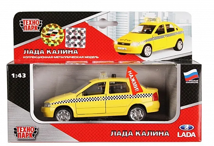 117160 Машина металл LADA калина ТАКСИ 12 см, свет+звук, откр. дв., инерц., в кор. Технопарк в кор.2
